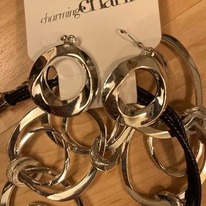 NWT Charming Charlie Silver Necklace & Earring Set.